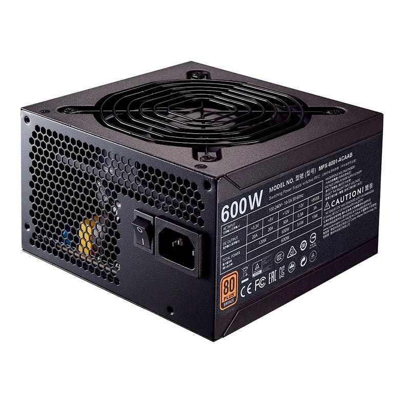 Fonte Cooler Master MWE 600 Bronze 80Plus + Cabo de Força, MPX-6001-ACAAB-BR