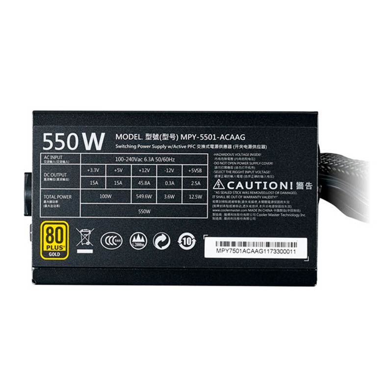 Fonte Cooler Master MWE 550W Gold 80 Plus, MPY-5501-ACAAG-WO