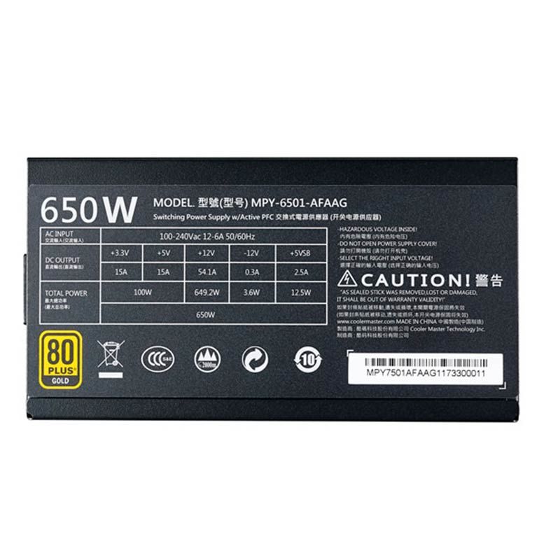 Fonte Cooler Master MWE 650W Gold 80 Plus, MPY-6501-AFAAG-WO