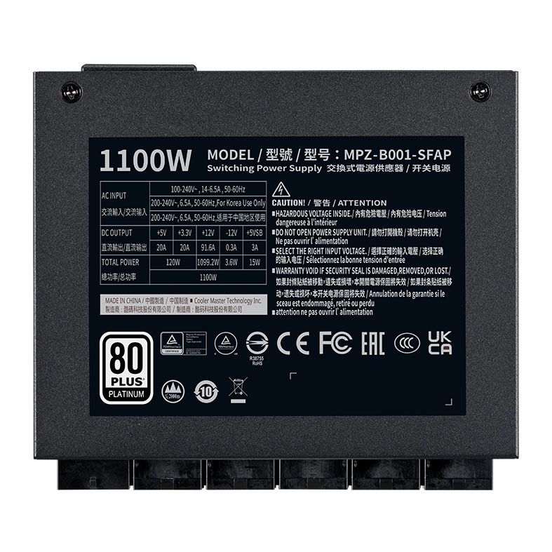 Fonte Cooler Master V 1100 SFX, 1100W, PCI-e 5.0, Full Modular, 80 Plus Platinum, Preta, MPZ-B001-SFAP-BBR
