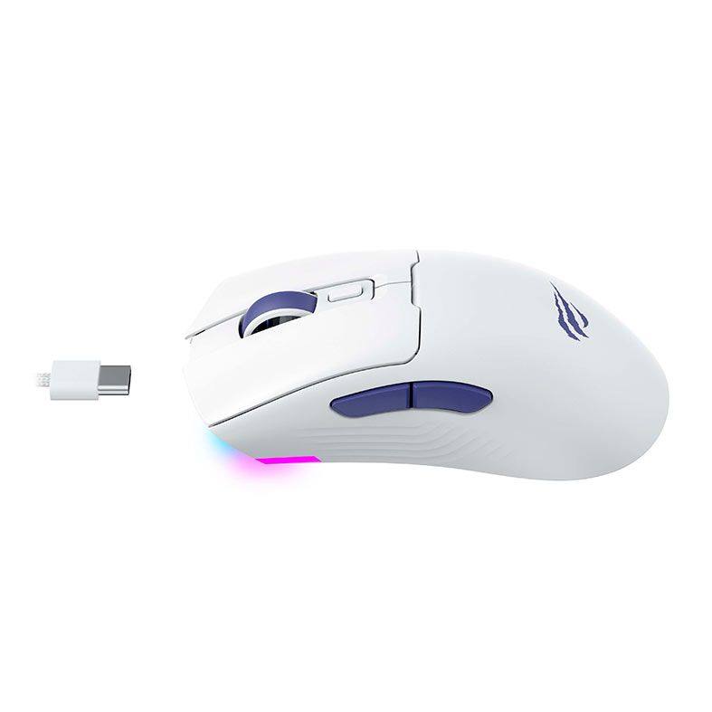 Mouse Gamer Havit MS966SE, RGB, 10000PI, 6 Botoes, Wireless, Branco, MS966SE-WHT