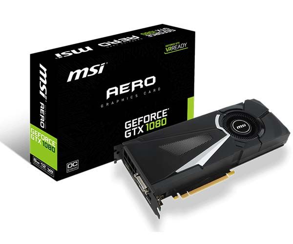 Placa de Vídeo MSI Geforce GTX 1080 AERO 8G OC GDDR5X 256Bit