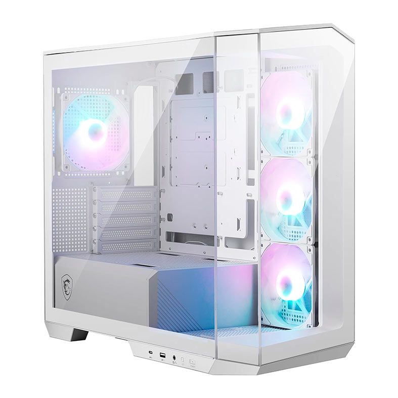 Gabinete Gamer MSI MAG Pano M100R PZ, ARGB, Mid-Tower, Lateral de Vidro, Com 4 Fans, Branco, 306-7G24W24-809
