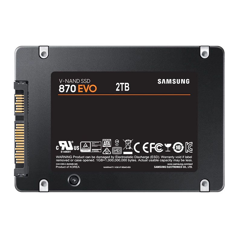 SSD Samsung V-Nand 870 EVO, 2TB, 2.5, Sata III 6GB/s, Leitura 560 MB/s, Gravacao 530 MB/s, MZ-77E2T0