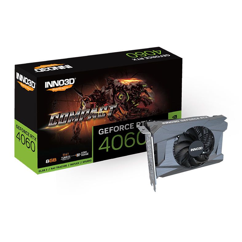 Placa de Video INNO3D GeForce RTX 4060 Compact, 8GB, GDDR6, 128-bit, N40601-08D6-173050N
