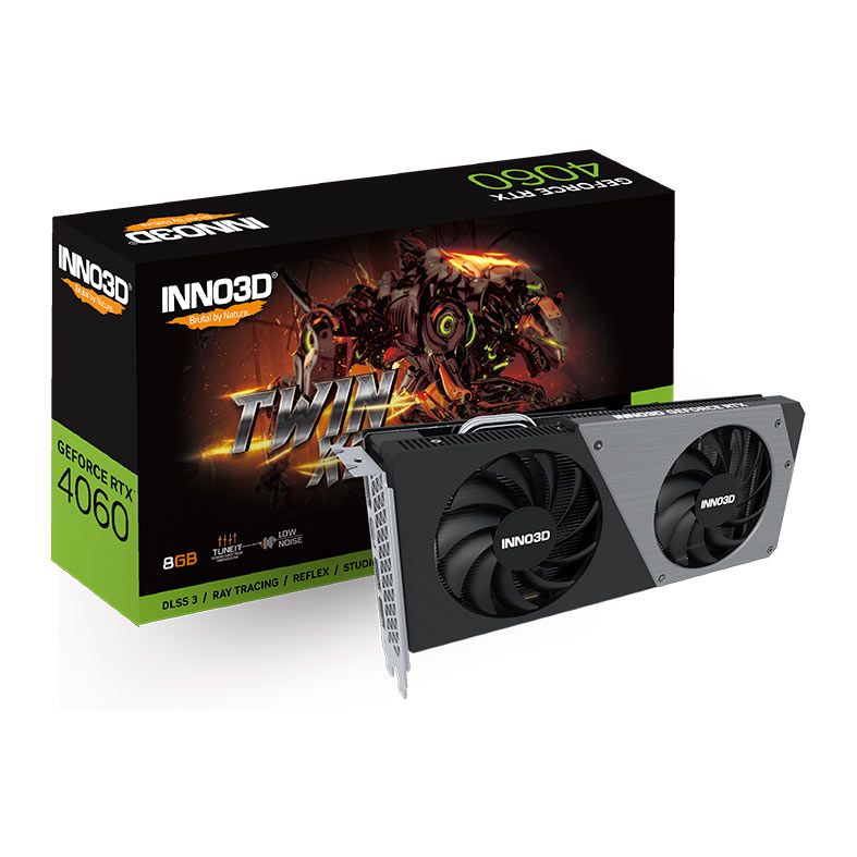 Placa de Video INNO3D GeForce RTX 4060 Twin X2, 8GB, GDDR6, 128-bit, N40602-08D6-173051N