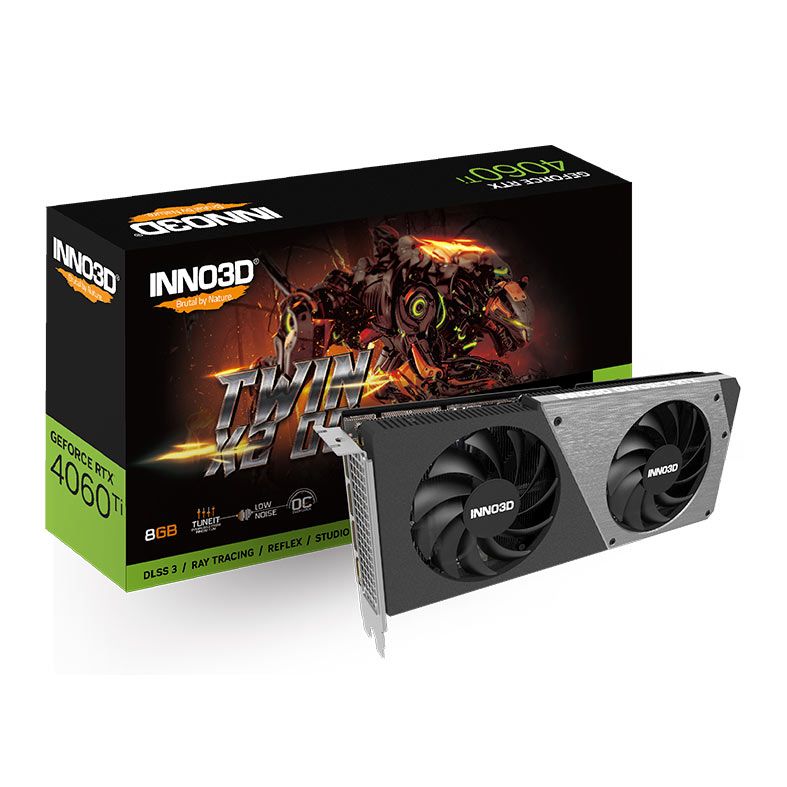 Placa de Video INNO3D GeForce RTX 4060 TI Twin 2X OC, 8GB, GDDR6, 128-bit, N406T2-08D6X-179063N