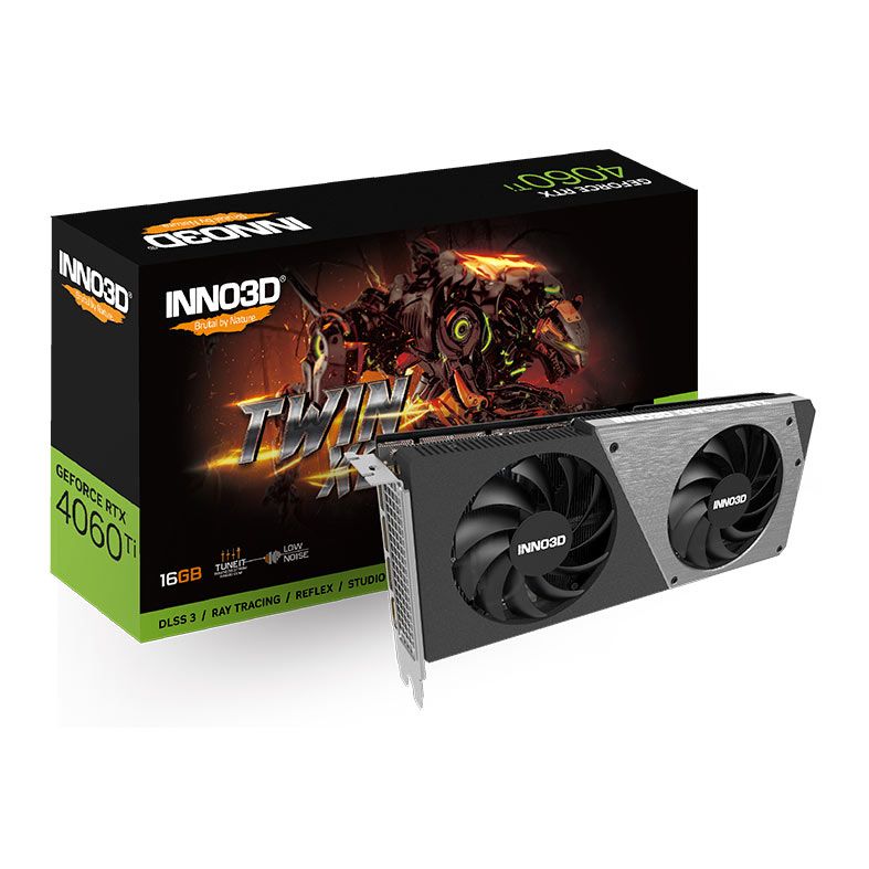 Placa de Video INNO3D GeForce RTX 4060 Ti Twin X2, 16GB, GDDR6, 128-bit, N406T2-16D6-178055N