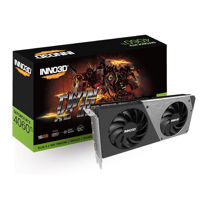 Placa de Video INNO3D GeForce RTX 4060 Ti Twin X2 OC, 16GB, GDDR6, 128-bit, N406T2-16D6X-178055N
