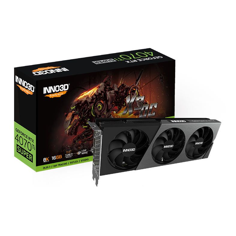 Placa de Video INNO3D GeForce RTX 4070 Ti Super X3 OC, 16GB, GDDR6X, 256-bit, N407TS3-166XX-186158N