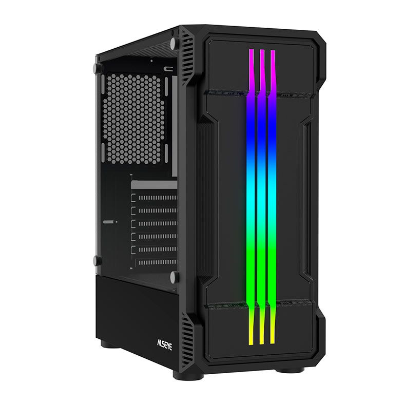 Gabinete Gamer Alseye N90, RGB, Mid-Tower, Lateral de Vidro, Preto, N90-BK
