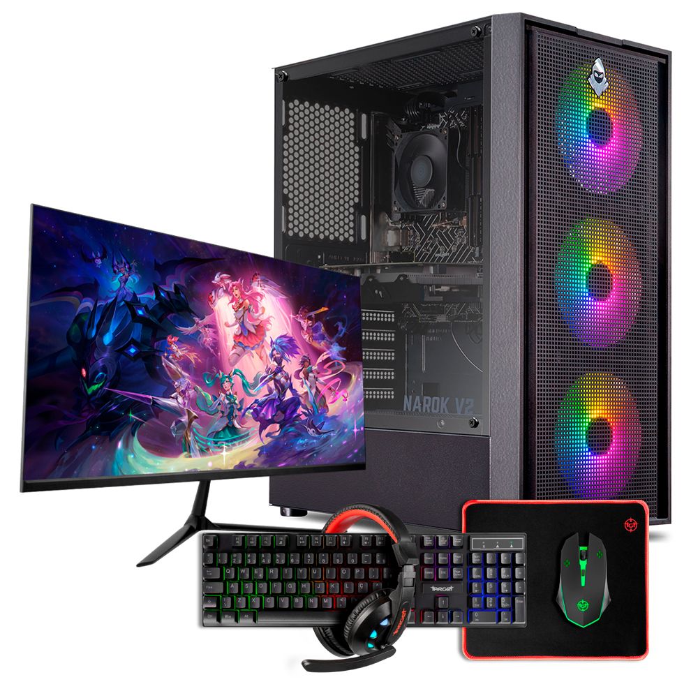 PC Gamer Completo Pichau Ísis VIII, AMD Ryzen 5 5500, GeForce RTX 5060 8GB, 16GB DDR4, SSD M.2 480GB + Monitor + Kit Periféricos