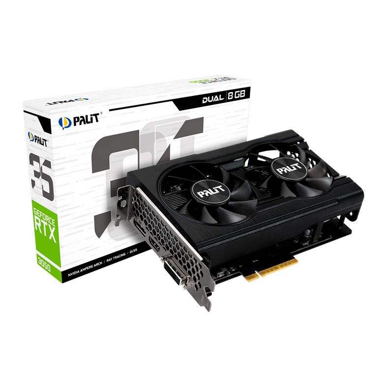 Placa de Video Palit GeForce RTX 3050 Dual, 8GB, GDDR6, 128-bit, NE63050018P1-1070D