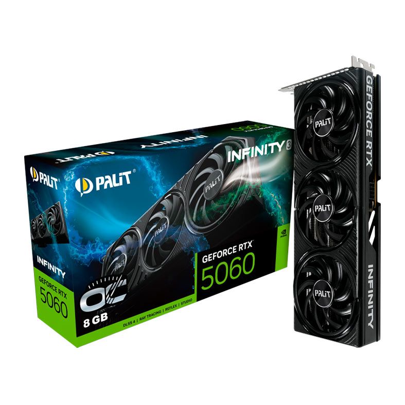 Placa de Video Palit GeForce RTX 5060 Infinity 3 OC, 8GB, GDDR7, 128-bit, NE75060T19P1-GB2063S-NAC