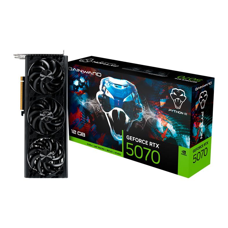 Placa de Video Gainward GeForce RTX 5070 Python III, 12GB, GDDR7, 192-bit, NE75070019K9-GB2050T-NAC