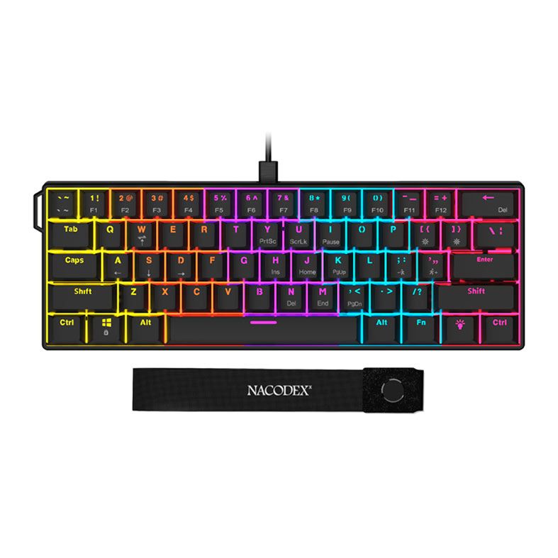 OPENBOX Teclado Mecanico Ajazz NK61, Rainbow, Switch Vermelho, Preto, NK61-BK