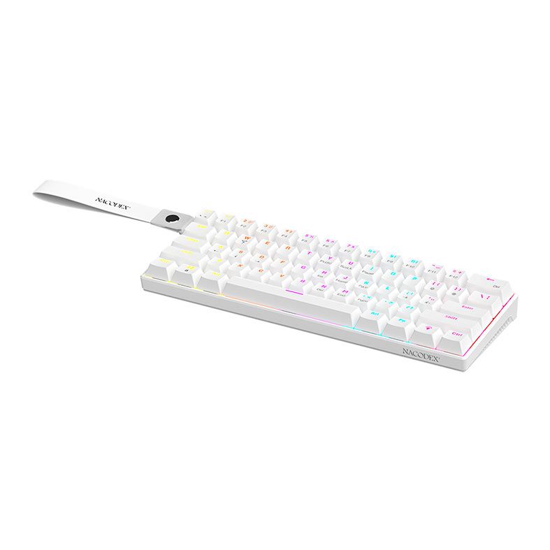 OPENBOX Teclado Mecanico Ajazz NK61, Rainbow, Switch Vermelho, Branco, NK61-WH