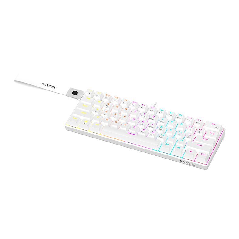 OPENBOX Teclado Mecanico Ajazz NK61, Rainbow, Switch Vermelho, Branco, NK61-WH