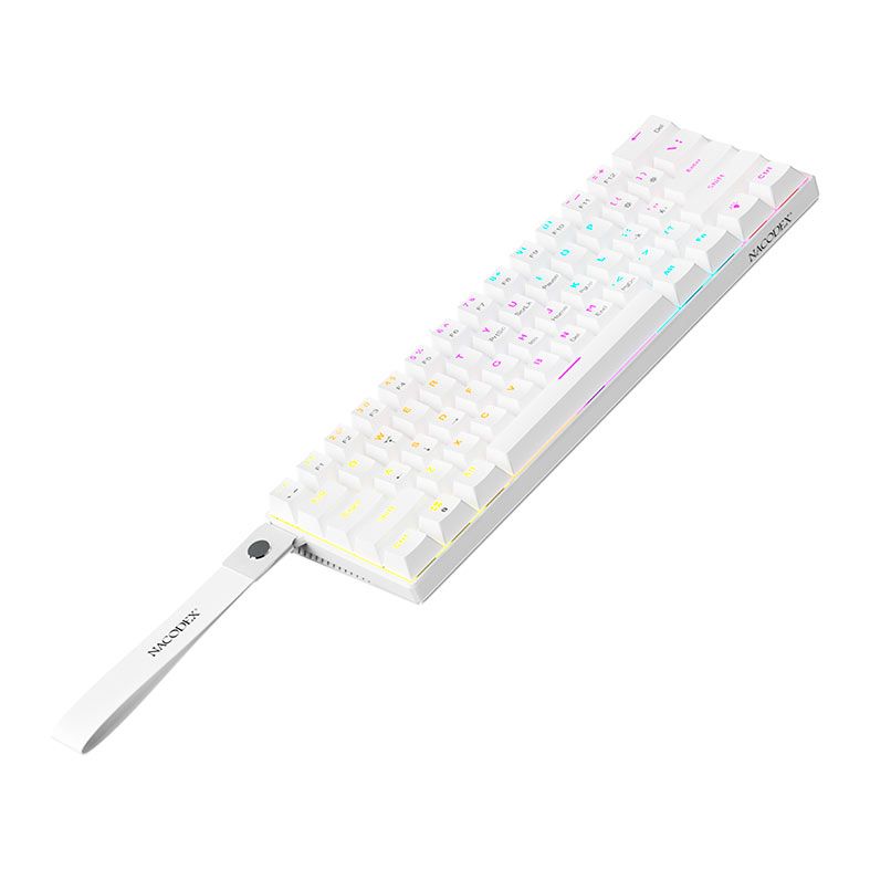 OPENBOX Teclado Mecanico Ajazz NK61, Rainbow, Switch Vermelho, Branco, NK61-WH
