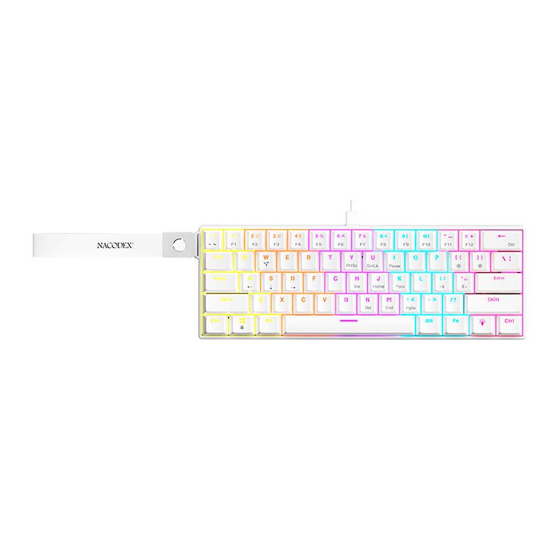 OPENBOX Teclado Mecanico Ajazz NK61, Rainbow, Switch Vermelho, Branco, NK61-WH