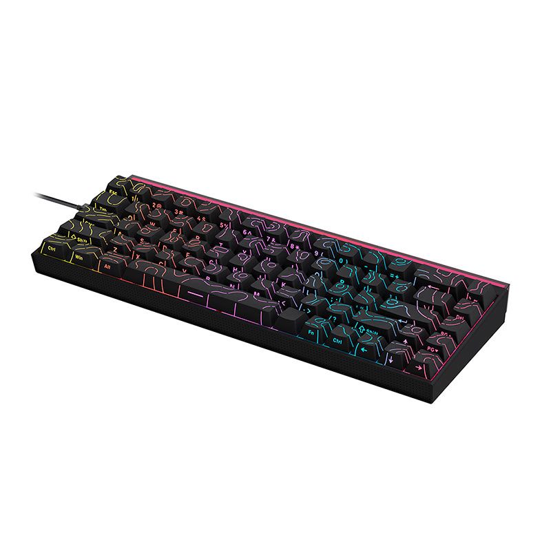 Teclado Mecanico Ajazz NK68, Rainbow, Switch Vermelho, Preto, NK68-BK