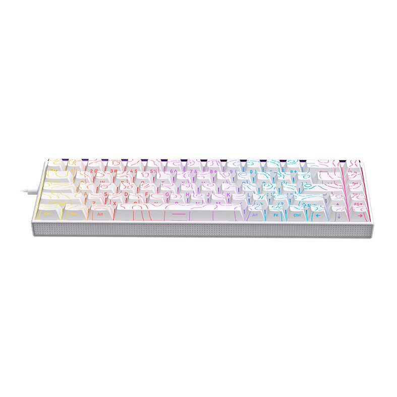 Teclado Mecanico Ajazz NK68, Rainbow, Switch Vermelho, Branco, NK68-WH
