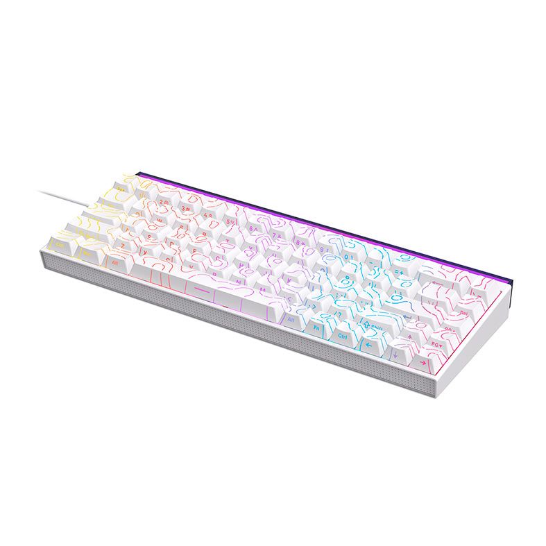 Teclado Mecanico Ajazz NK68, Rainbow, Switch Vermelho, Branco, NK68-WH