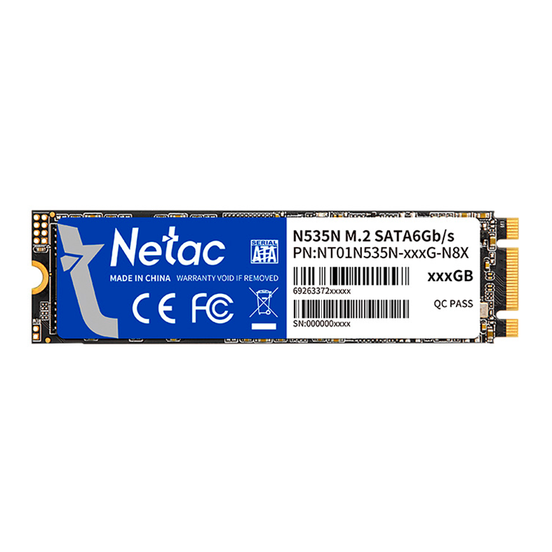 SSD Netac N535N, 128GB, M.2 2280, Sata III 6GB/s, Leitura 510MB/s, Gravacao 440MB/s, NT01N535N-128G-N8X