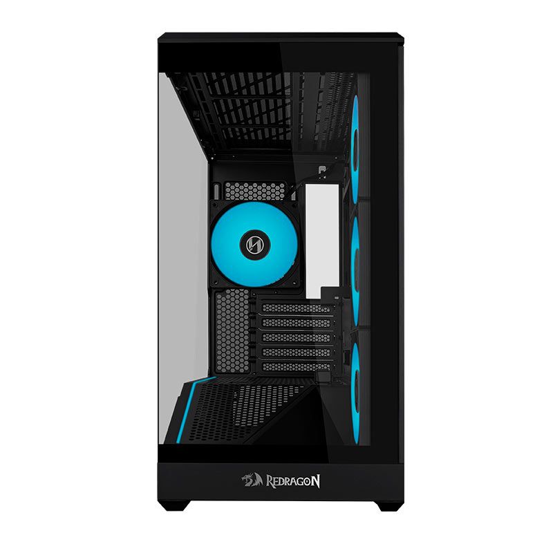 Gabinete Gamer Lian Li Vector V100 Mini X Redragon, ARGB, Mini-Tower, Lateral de Vidro, Com 4 Fans, Preto, OE809RX