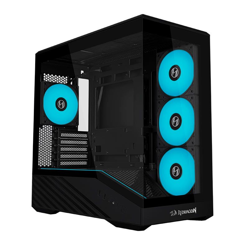 Gabinete Gamer Lian Li Vector V100 Mini X Redragon, ARGB, Mini-Tower, Lateral de Vidro, Com 4 Fans, Preto, OE809RX
