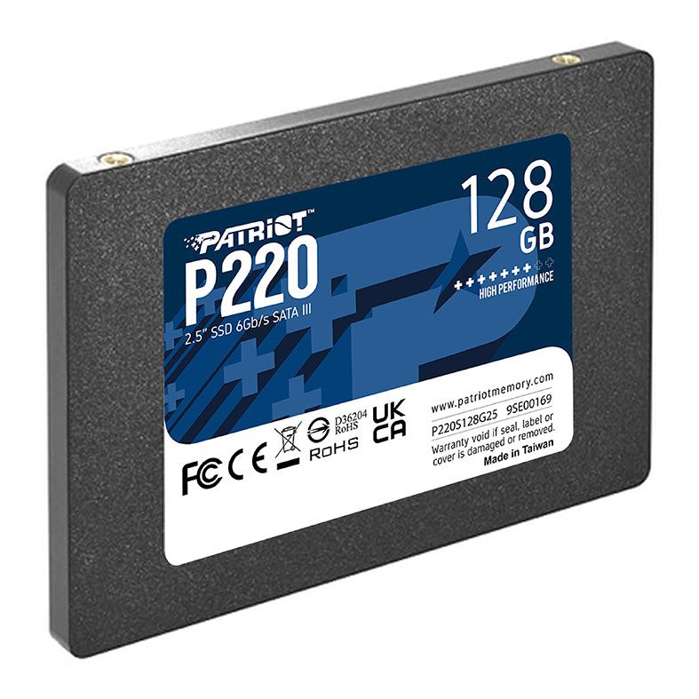 SSD Patriot P220, 128GB, 2.5, Sata III 6GB/s, Leitura 550MB/s, Gravacao 480MB/s, P220S128G25