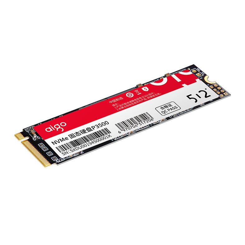 SSD Aigo P3500, 512GB, M.2 2280, PCIe NVMe, Leitura 3500 MB/s, Gravacao 2800 MB/s, P3500-512G