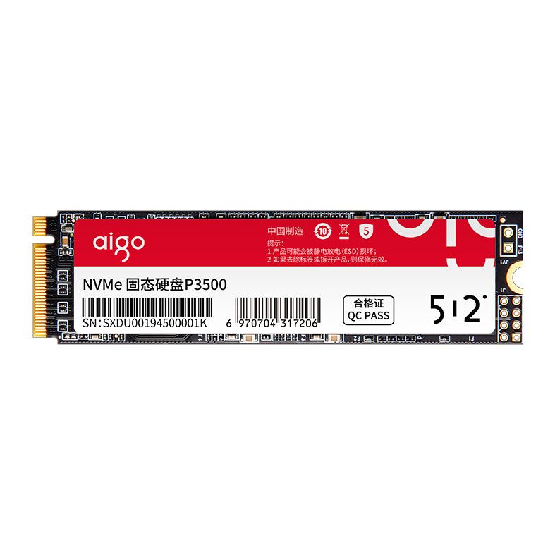 SSD Aigo P3500, 512GB, M.2 2280, PCIe NVMe, Leitura 3500 MB/s, Gravacao 2800 MB/s, P3500-512G