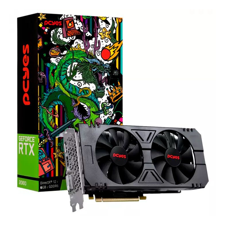 Placa de Video Pcyes GeForce RTX 2060, 6GB, GDDR6, 192-bit, PA2060RTX6GDF