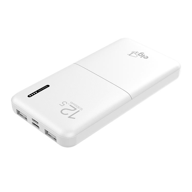 Power Bank ELG Com USB Tipo-C 12500mAh, Branco, PB125