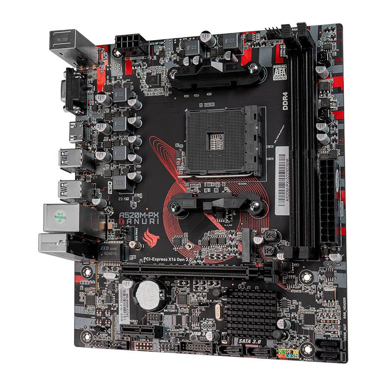 Placa Mae Pichau Danuri A520M-PX, DDR4, Socket AM4, M-ATX, Chipset AMD A520, PCH-DNRA520M-PX