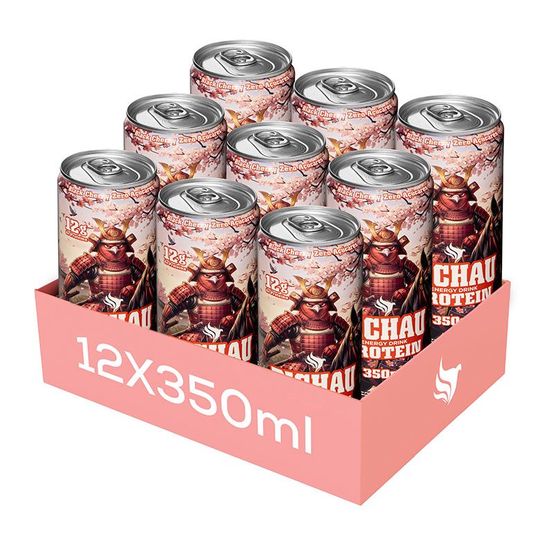 Pack Energetico Pichau Protein Black Cherry Zero, 350ml, Com 12 unidades