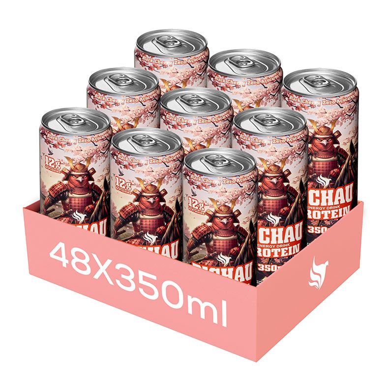 Pack Energetico Pichau Protein Black Cherry Zero, 350ml, Com 48 unidades