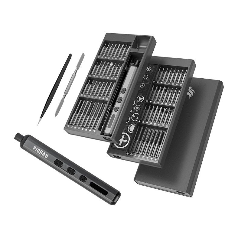 Kit Chave de Precisao Eletrica Pichau, Fenda Parafusadeira 68 em 1, Cinza Escuro, PCH-KIT68-GR01