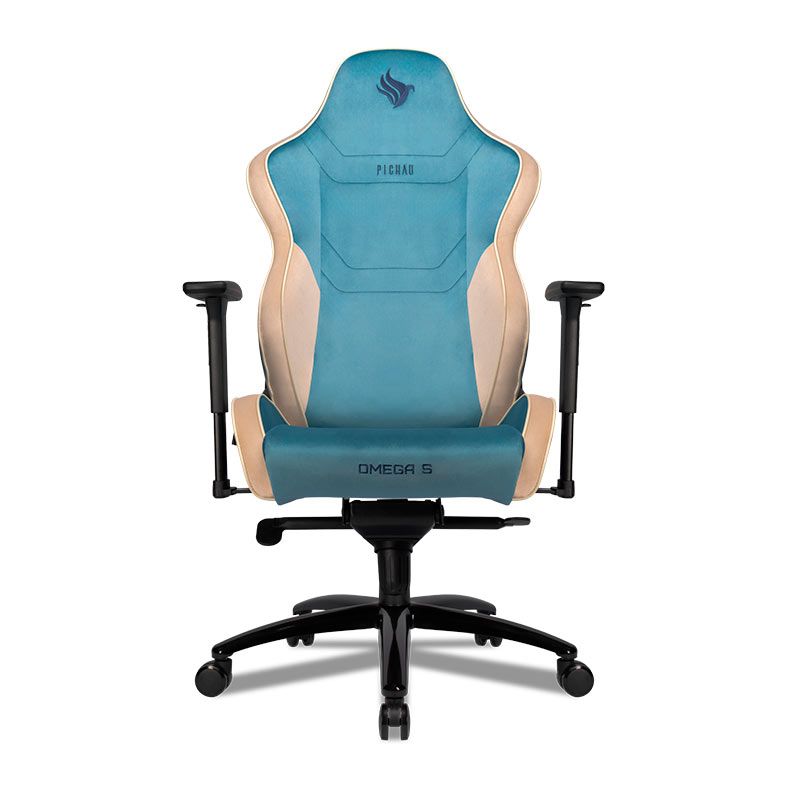 Cadeira Gamer Pichau Omega S, Espuma Moldada, Braco 3D, Azul e Creme, PCH-OMGS-BWT
