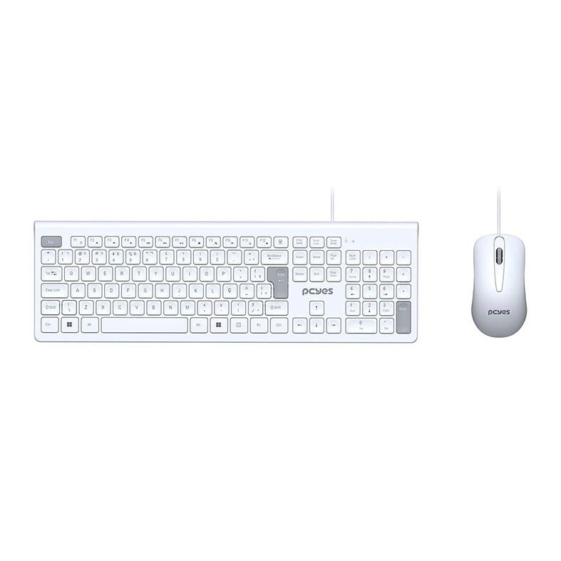 Kit Teclado e Mouse PcYes! Soft, ABNT2, 1000DPI, Branco, PCOSF2W-111379