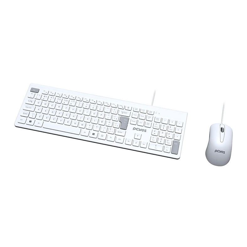 Kit Teclado e Mouse PcYes! Soft, ABNT2, 1000DPI, Branco, PCOSF2W-111379