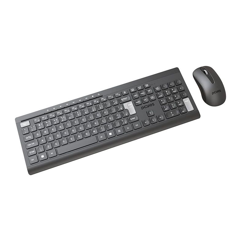 Kit Teclado e Mouse PcYes! Soft, Wireless, ABNT2, 1200DPI, Preto, PCOSFWAB-108071