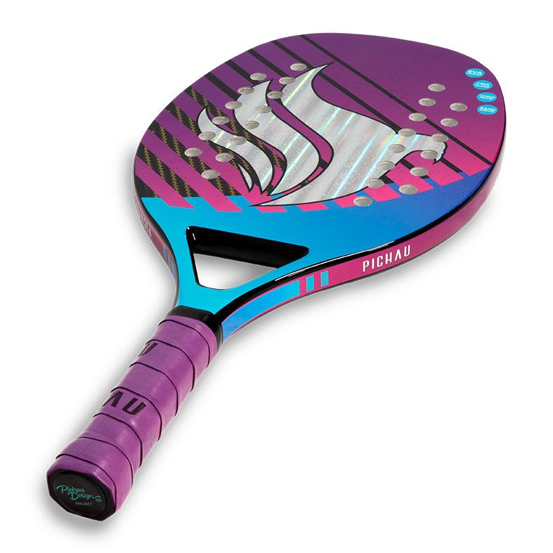 Raquete de Beach Tennis Pichau Midnight Miami Face Fiberglass 26 Furos, PES-RKT-MM