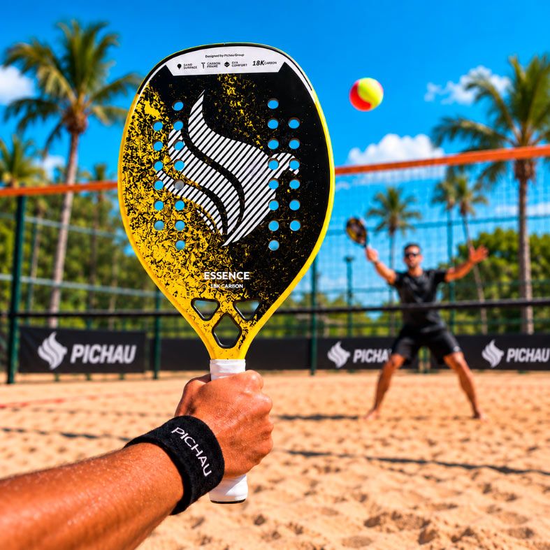 Raquete de Beach Tennis Pichau Golden Cove 18K Carbon 28 Furos, PES-RKT18-GLD