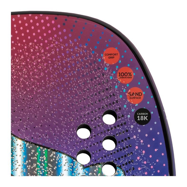 Raquete de Beach Tennis Pichau Hawaiian Waves 18K Carbon 28 Furos, PES-RKT18-HW