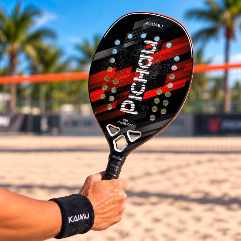 Raquete de Beach Tennis Pichau Kaimu 18K Carbon 26 Furos, PES-RKT18-KAI