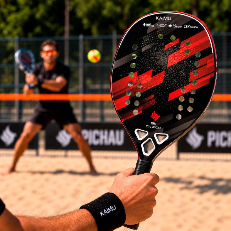 Raquete de Beach Tennis Pichau Kaimu 18K Carbon 26 Furos, PES-RKT18-KAI