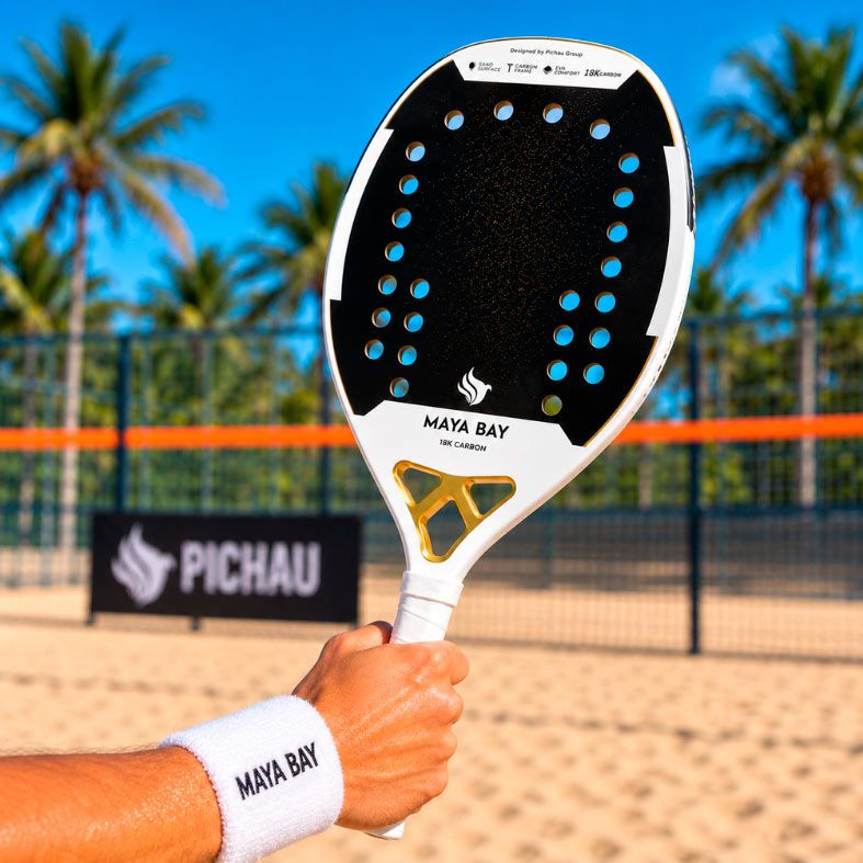 Raquete de Beach Tennis Pichau Maya Bay 18K Carbon 26 Furos, PES-RKT18-MAY