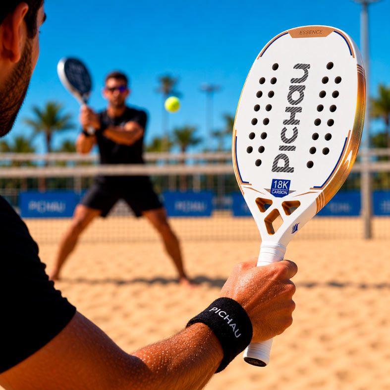 Raquete de Beach Tennis Pichau Venice Beach 18K Carbon 28 Furos, PES-RKT18-VNB
